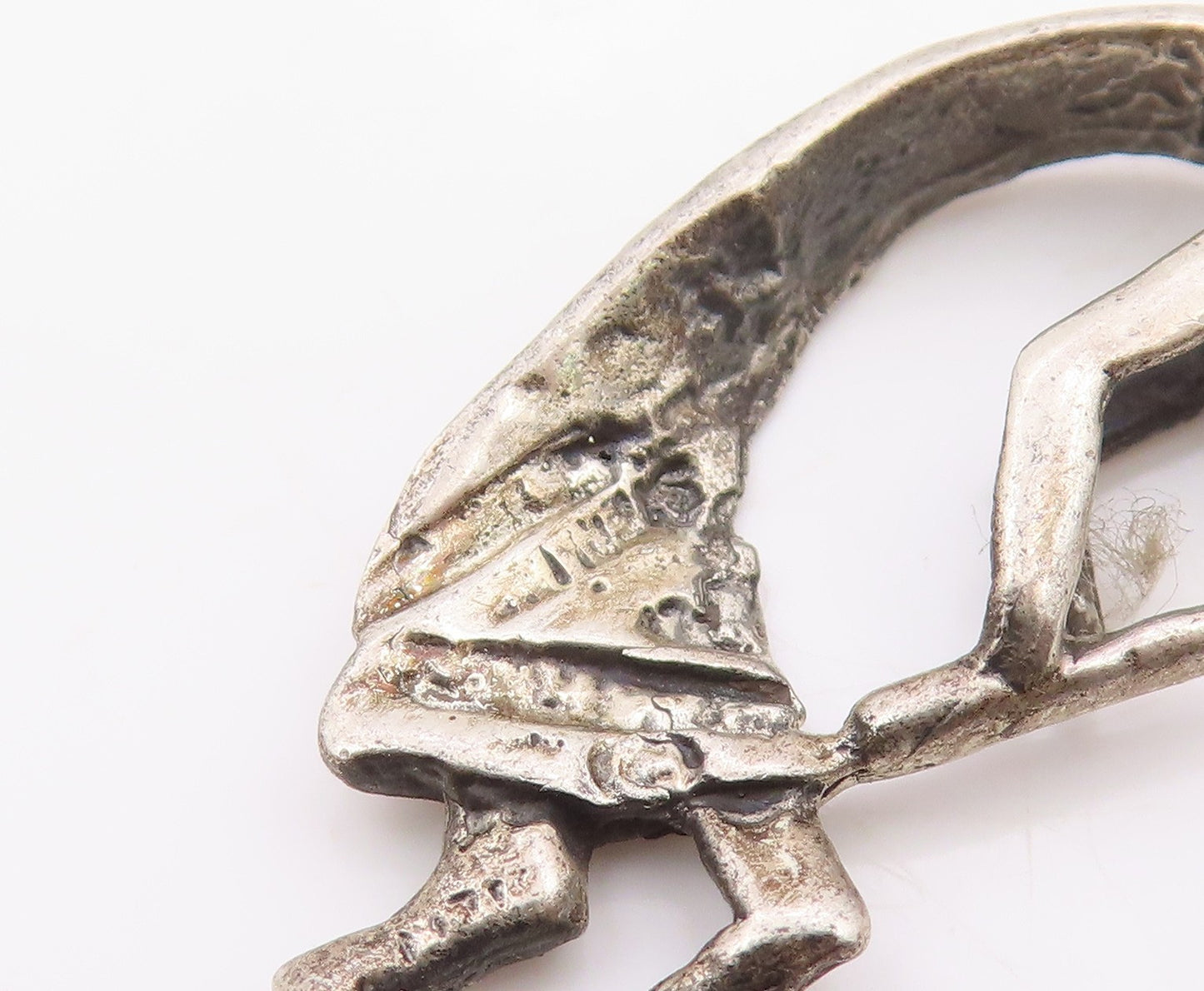 925 Sterling Silver  Vintage Sculpted Kokopelli Dancer Pendant  PT20690