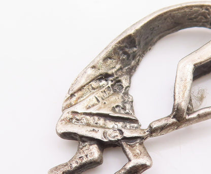 925 Sterling Silver  Vintage Sculpted Kokopelli Dancer Pendant  PT20690