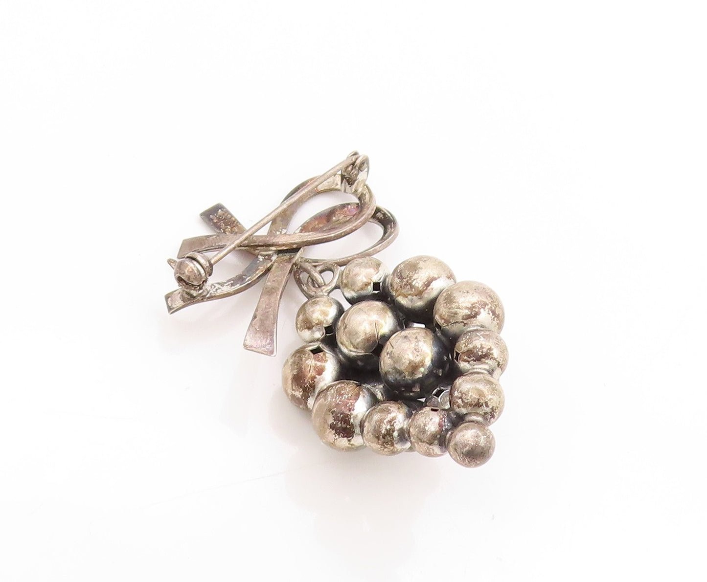 925 Sterling Silver Vintage Brooch JOHN LAURITZEN DENMARK Grapes Cluster BP11908