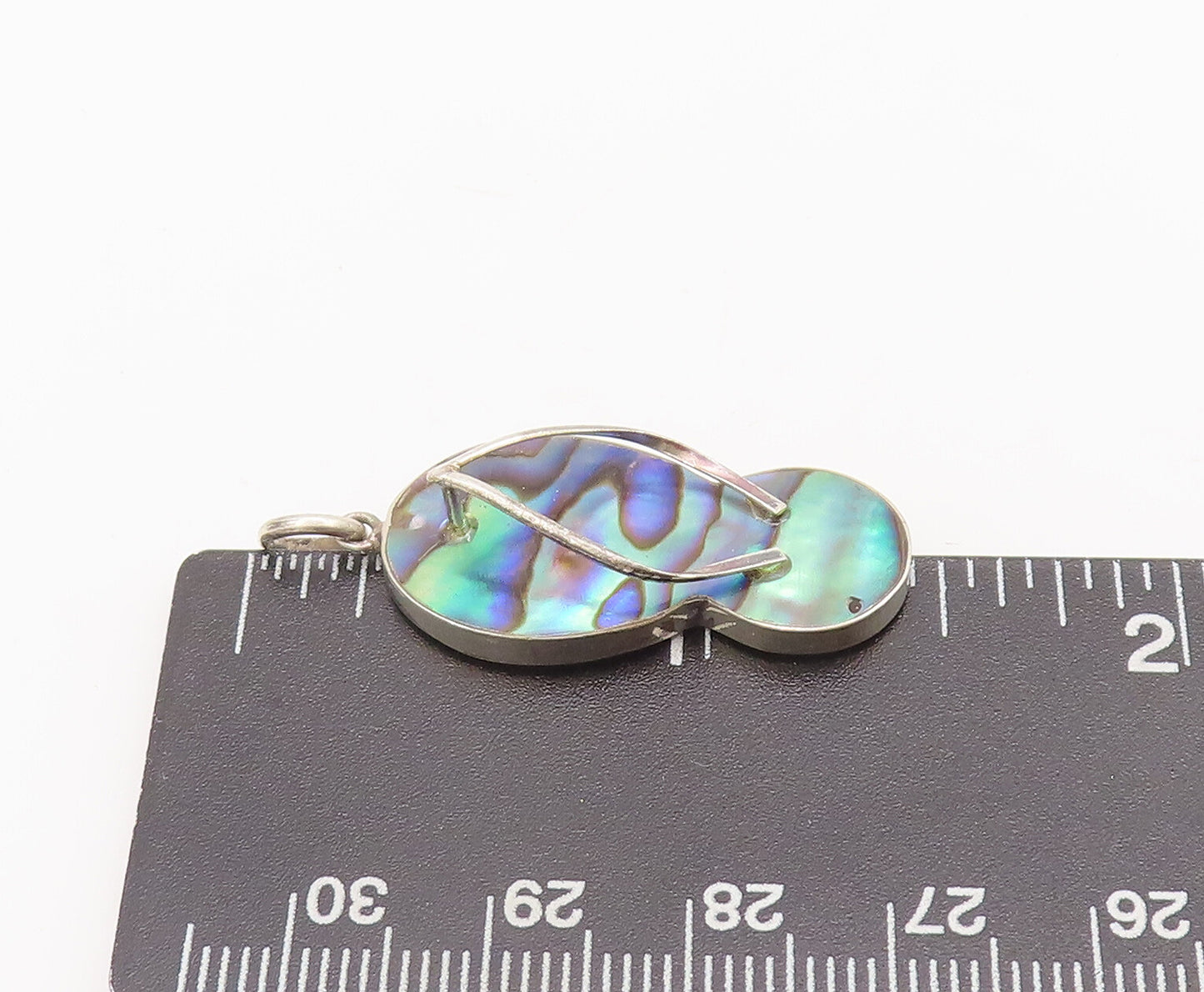 925 Sterling Silver Vintage Pendant Minimalist Abalone Cutout Sliders  PT22738
