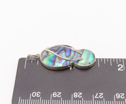 925 Sterling Silver Vintage Pendant Minimalist Abalone Cutout Sliders  PT22738