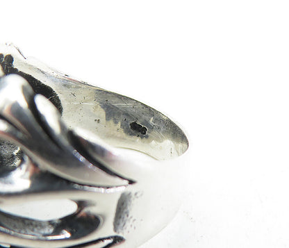 925 Sterling Silver  Vintage Sculpted Wolf's Head Band Ring Sz 11.5  RG5366