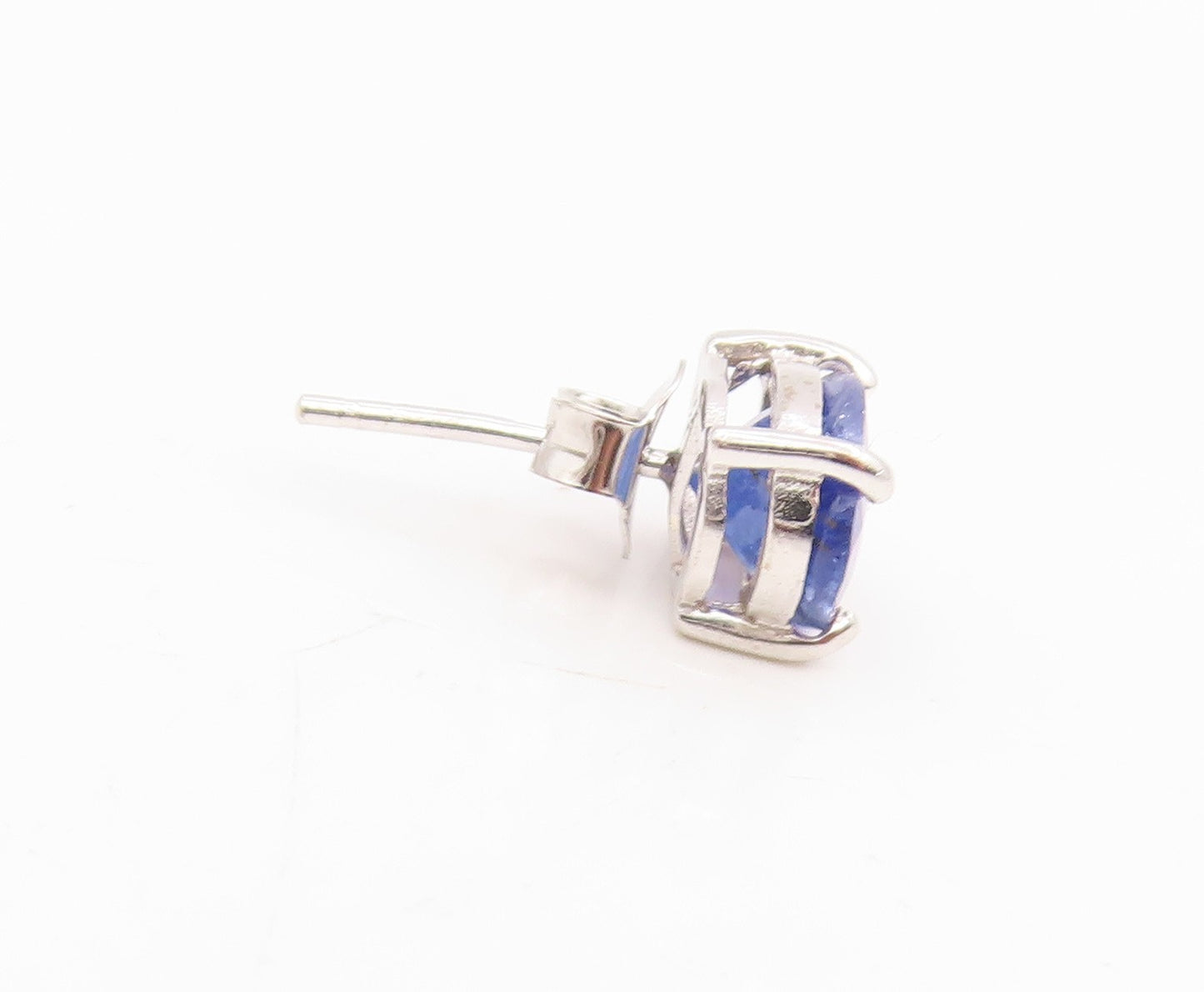 925 Sterling Silver Vintage Earrings Minimalist Oval Cut Tanzanite Stud  EG13978