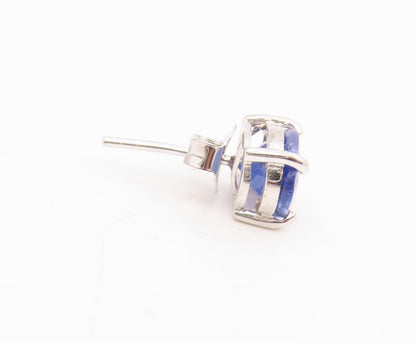 925 Sterling Silver Vintage Earrings Minimalist Oval Cut Tanzanite Stud  EG13978