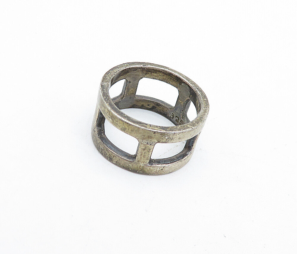 MEXICO 925 Sterling Silver  Vintage Dark Tone Cutout Band Ring Sz 6  RG4723