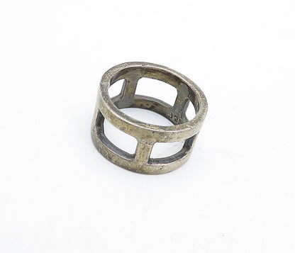 MEXICO 925 Sterling Silver  Vintage Dark Tone Cutout Band Ring Sz 6  RG4723