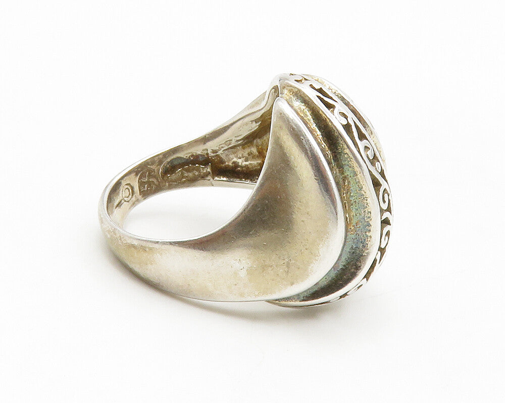 925 Sterling Silver  Vintage Shiny Swirl Vine Open Band Ring Sz 6  RG13931