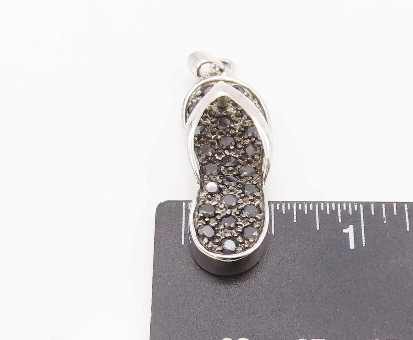 925 Sterling Silver Vintage Pendant Beaded & Onyx Inlay Cutout Sliders  PT22744