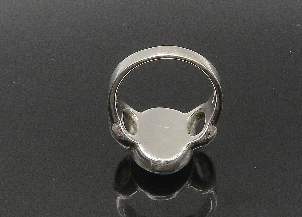 925 Sterling Silver  Vintage Larimar Shiny Cocktail Ring Sz 10  RG22138