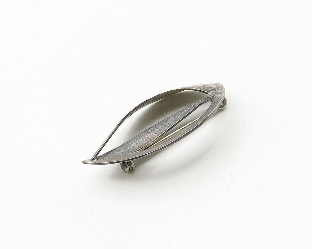 BEAU 925 Sterling Silver  Vintage Dark Tone Textured Brooch Pin  BP7361