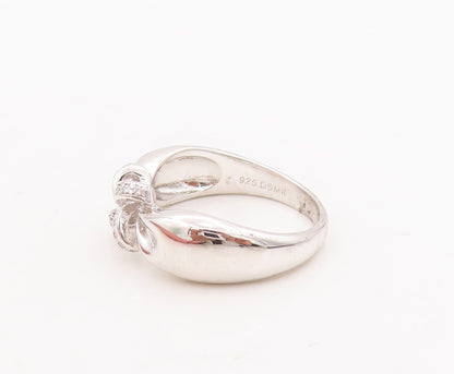 925 Sterling Silver Vintage Ring Designer Cutout CZ Inlay Knot  Sz 7  RG29253