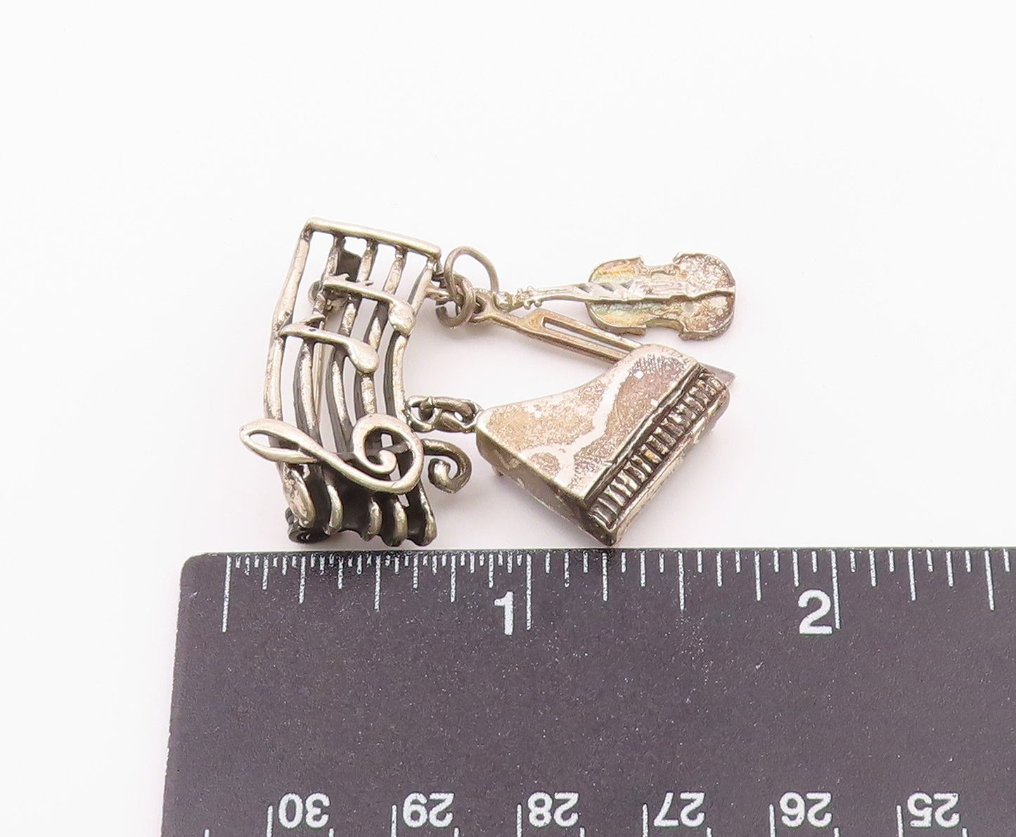 JJ BURTON 925 Silver  Vintage Grand Piano Music Motif Brooch Pin  BP9327