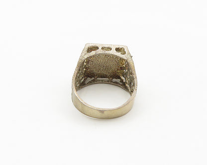 925 Sterling Silver  Vintage Shiny I Initial Square Band Ring Sz 9.5  RG18076