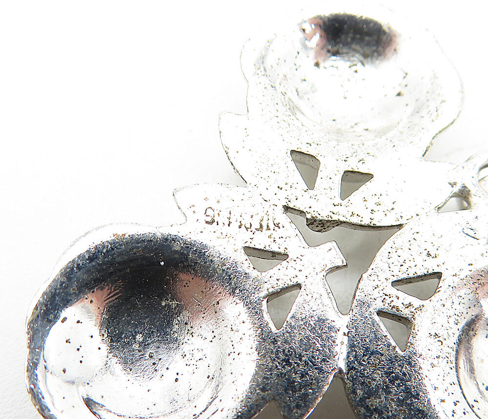 925 Sterling Silver  Vintage Sparkling Floral Design Drop Pendant  PT3129
