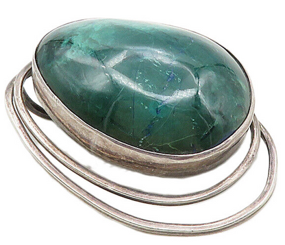 ISRAEL 925 Sterling Silver  Vintage Cabochon Eilat Stone Brooch Pin  BP3558