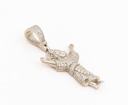 925 Sterling Silver Vintage Pendant CZ Baby Jesus Christ Religious Charm PT25540