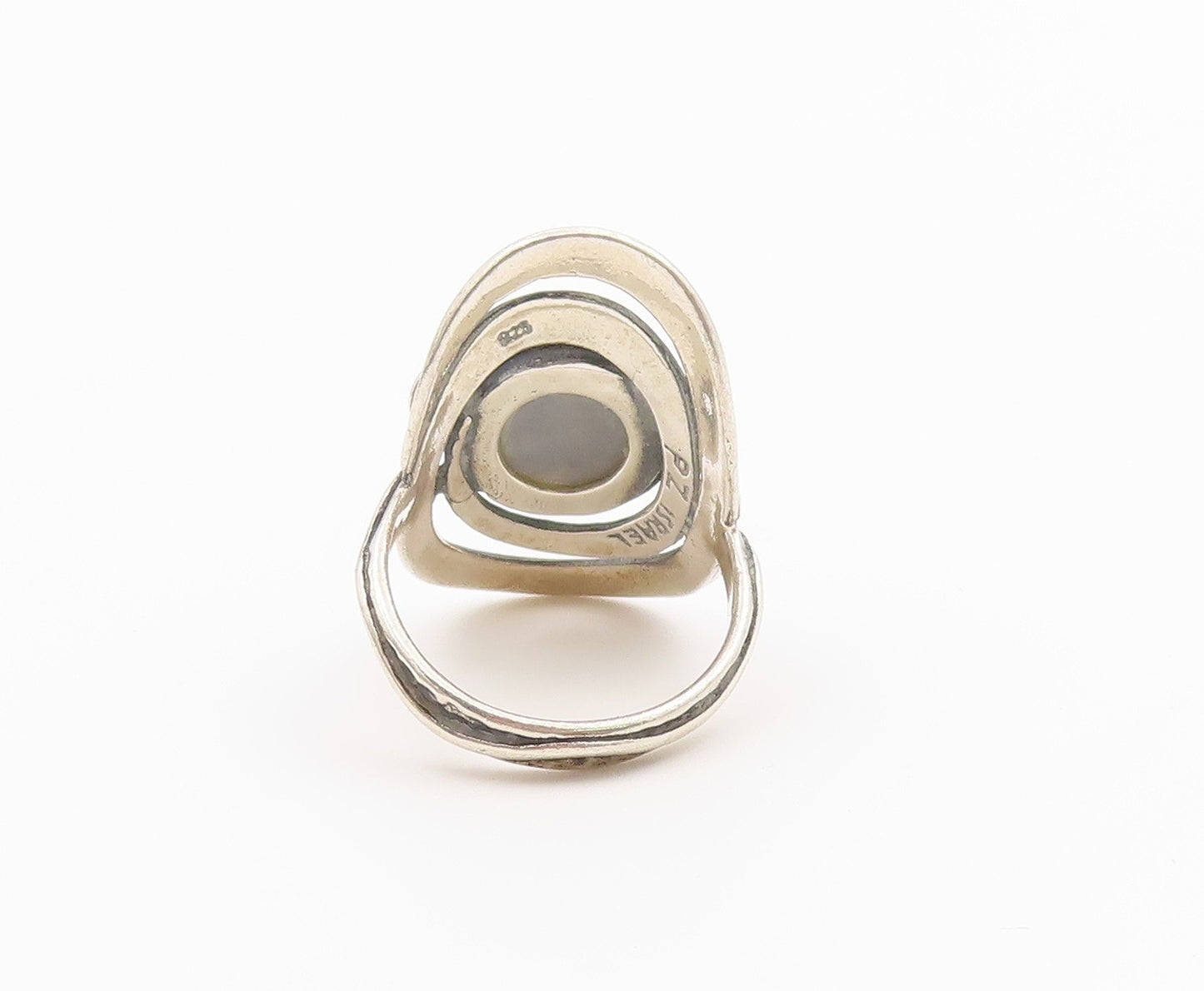 925 Sterling Silver Vintage Ring OR PAZ ISRAEL Drusy Quartz Band Sz 8.5 RG36450