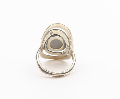 925 Sterling Silver Vintage Ring OR PAZ ISRAEL Drusy Quartz Band Sz 8.5 RG36450