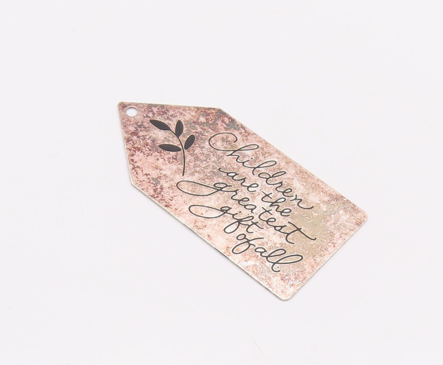 925 Sterling Silver Vintage Pendant Minimalist Etched Message On Plate  PT23376