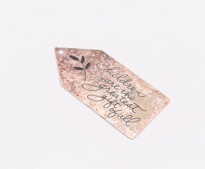 925 Sterling Silver Vintage Pendant Minimalist Etched Message On Plate  PT23376