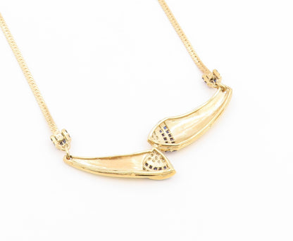 925 Sterling Silver Vintage Necklace Gold Plated Real Diamonds & Sapphire NE4927