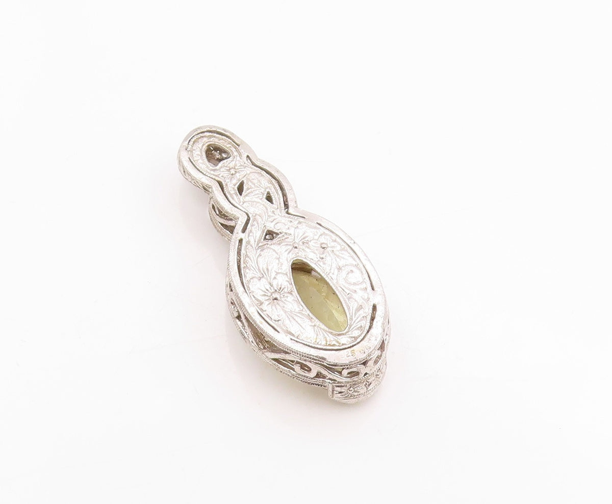925 Sterling Silver Vintage Pendant Topaz & CZ Woven Celestial Knot  PT24918