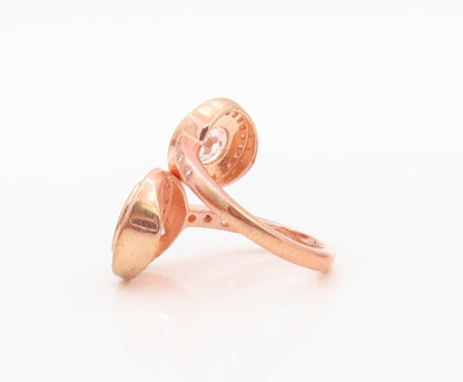 925 Sterling Silver Vintage Ring Rose Gold Plated Topaz Bypass  Sz 7  RG30073