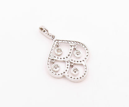 925 Sterling Silver  Vintage Open Swirl White Topaz Drop Pendant  PT20435