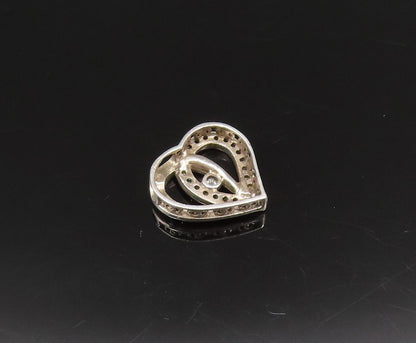 925 Silver  Vintage Dainty Genuine Diamonds Love Heart Charm Pendant  PT21378