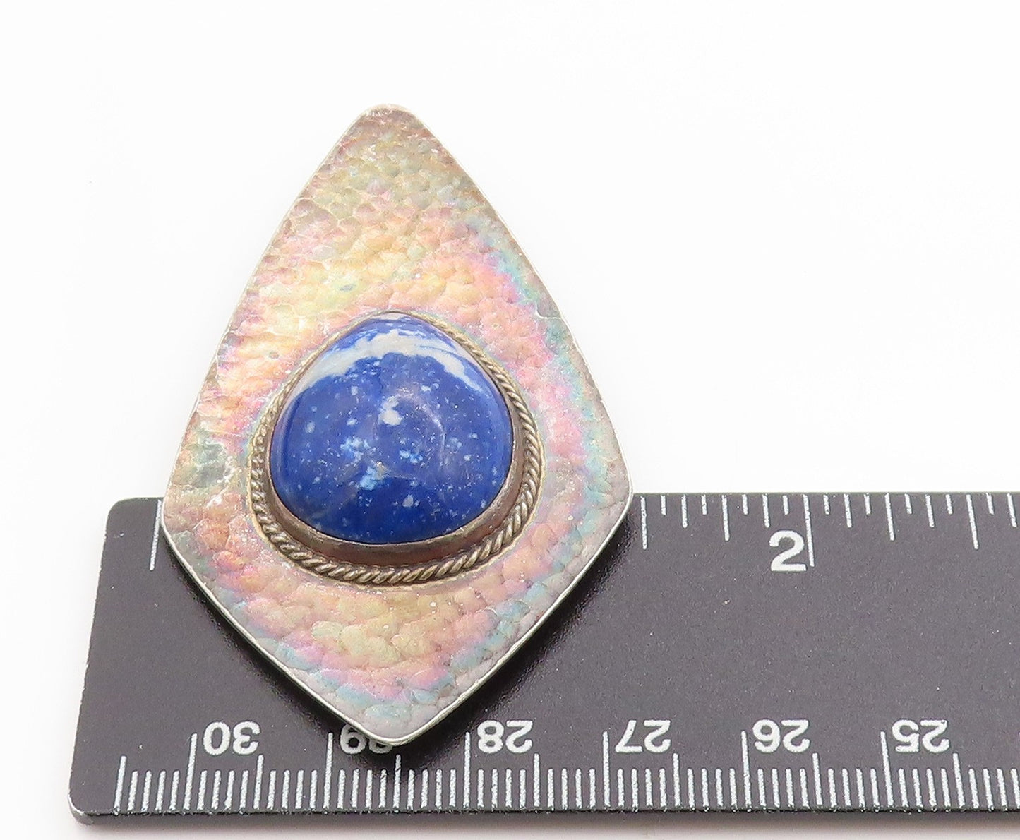 925 Sterling Silver Vintage Pendant Antique Cabochon Blue Gemstone  PT24258