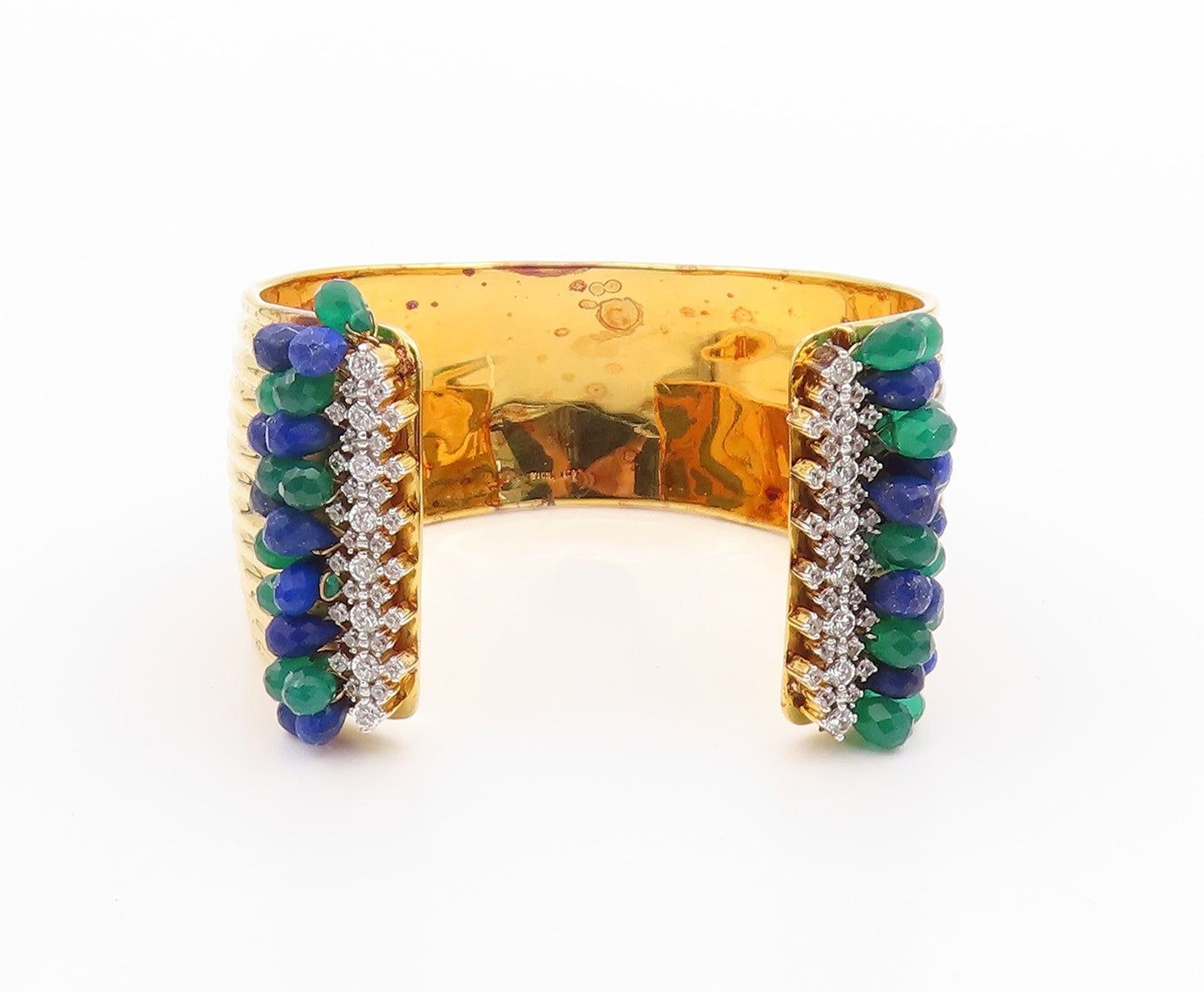 925 Sterling Silver Vintage Bracelet Gold Plated Sapphire Emerald Topaz  BT11344