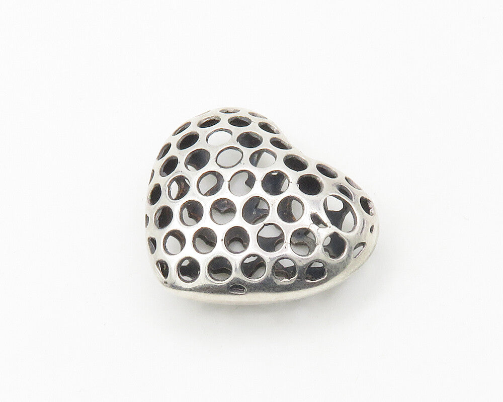 925 Sterling Silver  Shiny Smooth Cutout Hollow Love Heart Pendant  PT13460