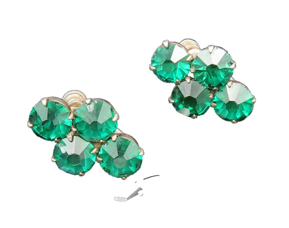 925 Silver  Vintage Fancy Green Topaz Cross Screw Back Earrings  EG12279