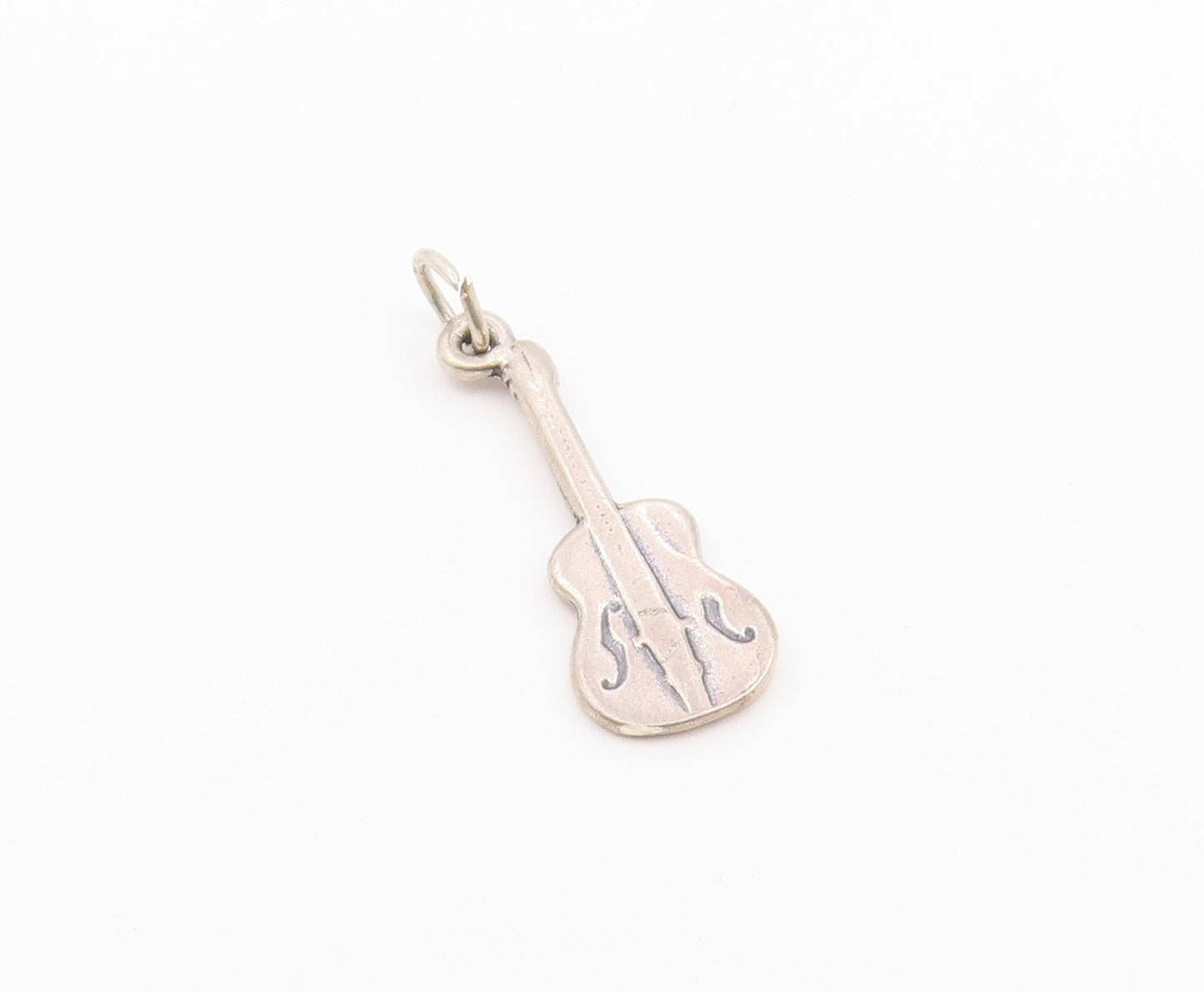 925 Sterling Silver  Vintage Shiny Petite Violin Music Motif Pendant  PT19021