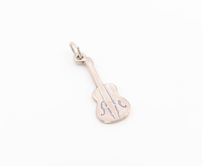 925 Sterling Silver  Vintage Shiny Petite Violin Music Motif Pendant  PT19021