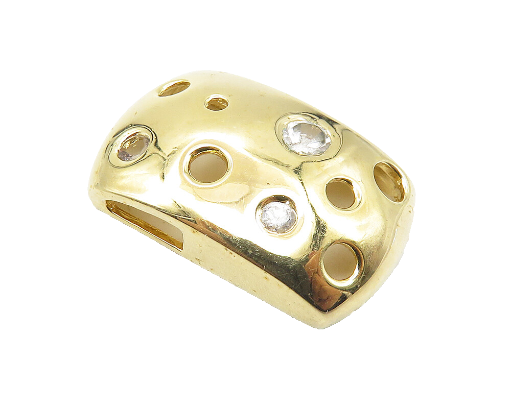 925 Sterling Silver  Topaz Accented Gold Plated Dotted Cutout Pendant  PT8390