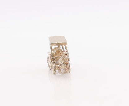 925 Sterling Silver Vintage Pendant Solid Cutout Royal Horae Cart  PT23565