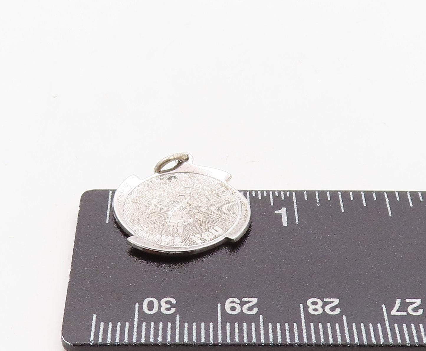 925 Sterling Silver Vintage Pendant Designer Rain Love Message Carved  PT23621