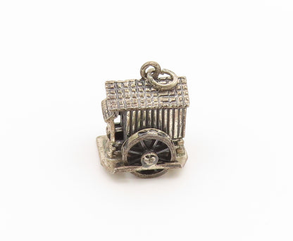 925 Sterling Silver Vintage Pendant BEAU Water Mill House Charm MOVES  PT26576