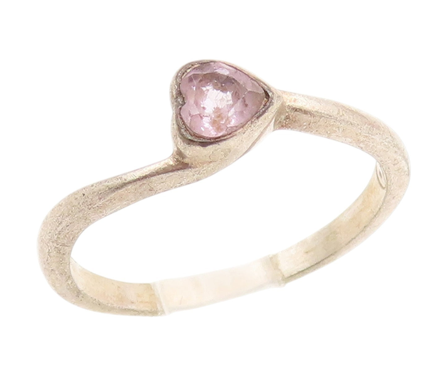 925 Sterling Silver Vintage Ring Amethyst Love Heart Bypass Band  Sz 7  RG34128