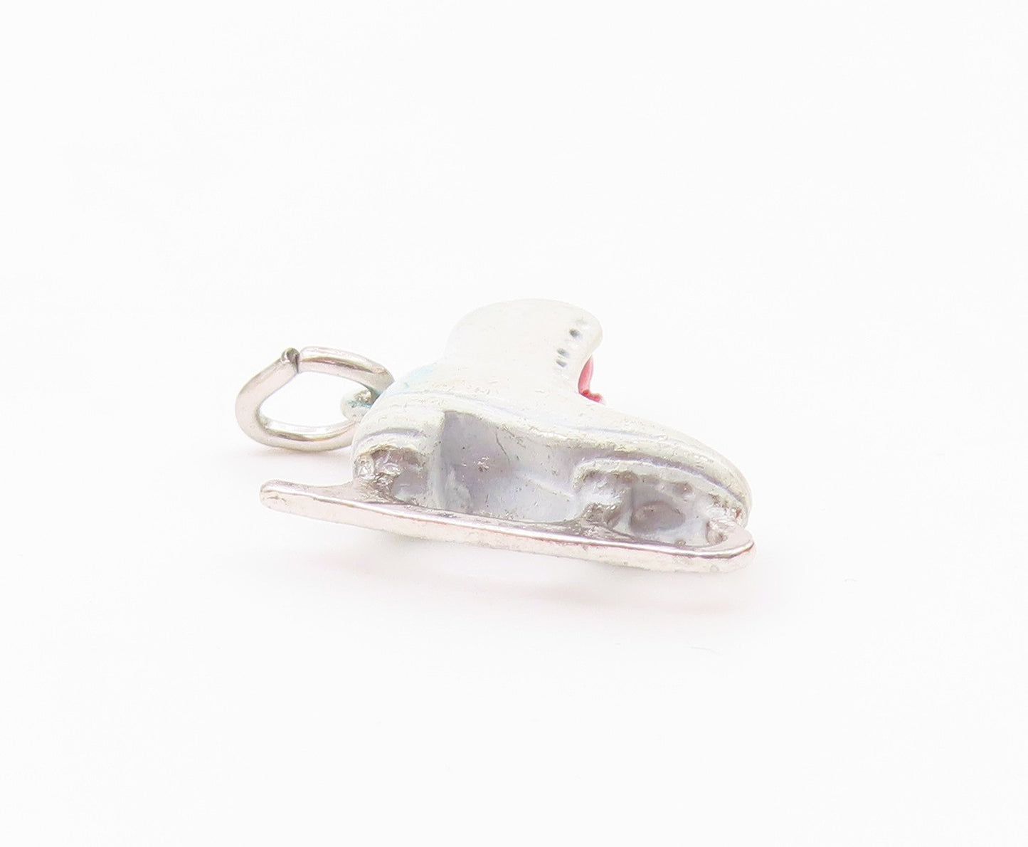925 Sterling Silver  Vintage Petite Enamel Ice Skate Motif Pendant  PT11239
