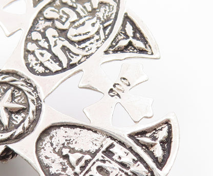 925 Sterling Silver Vintage Pendant JERUSALEM Classic Crusader Cross  PT26299