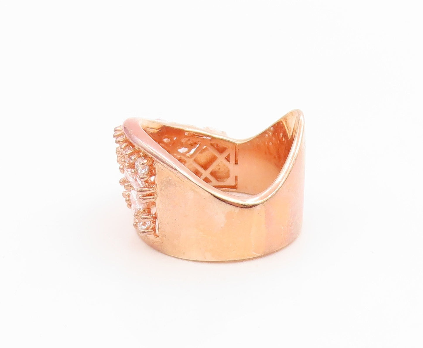 925 Sterling Silver Vintage Ring Gold Plated Multi Shape CZ Band  Sz 7  RG35619