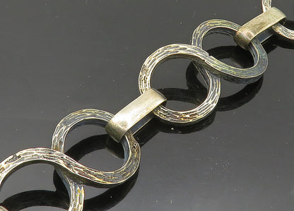DESIGNER 925 Silver  Vintage Dark Tone Infinity Link Chain Bracelet  BT8226