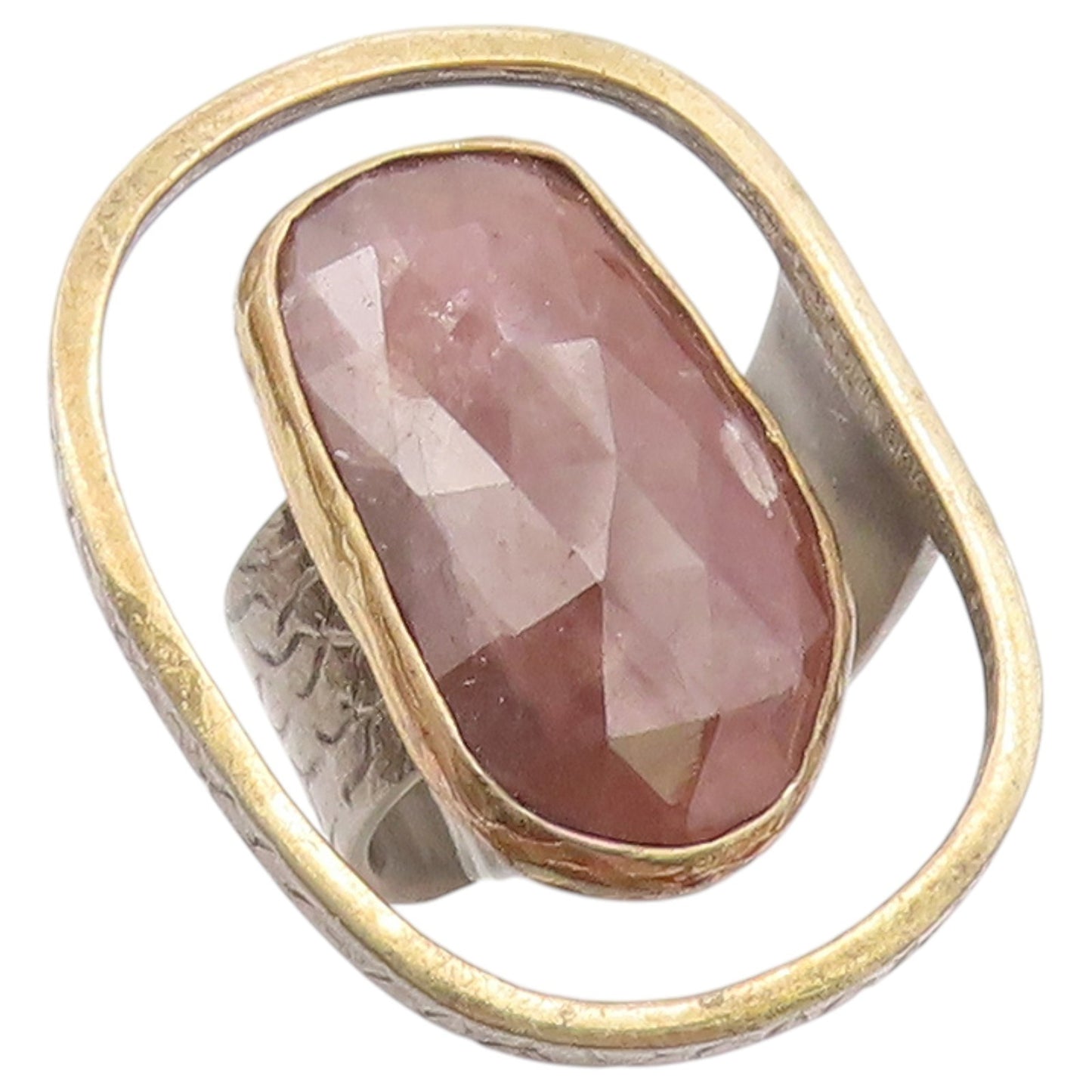 925 Sterling Silver Vintage Ring Modernist Faceted Quartz Band  Sz 6  RG36563