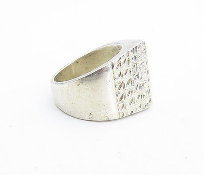 MEXICO 925 Silver  Vintage Shiny Etched Pointed Dome Band Ring Sz 7  RG6972