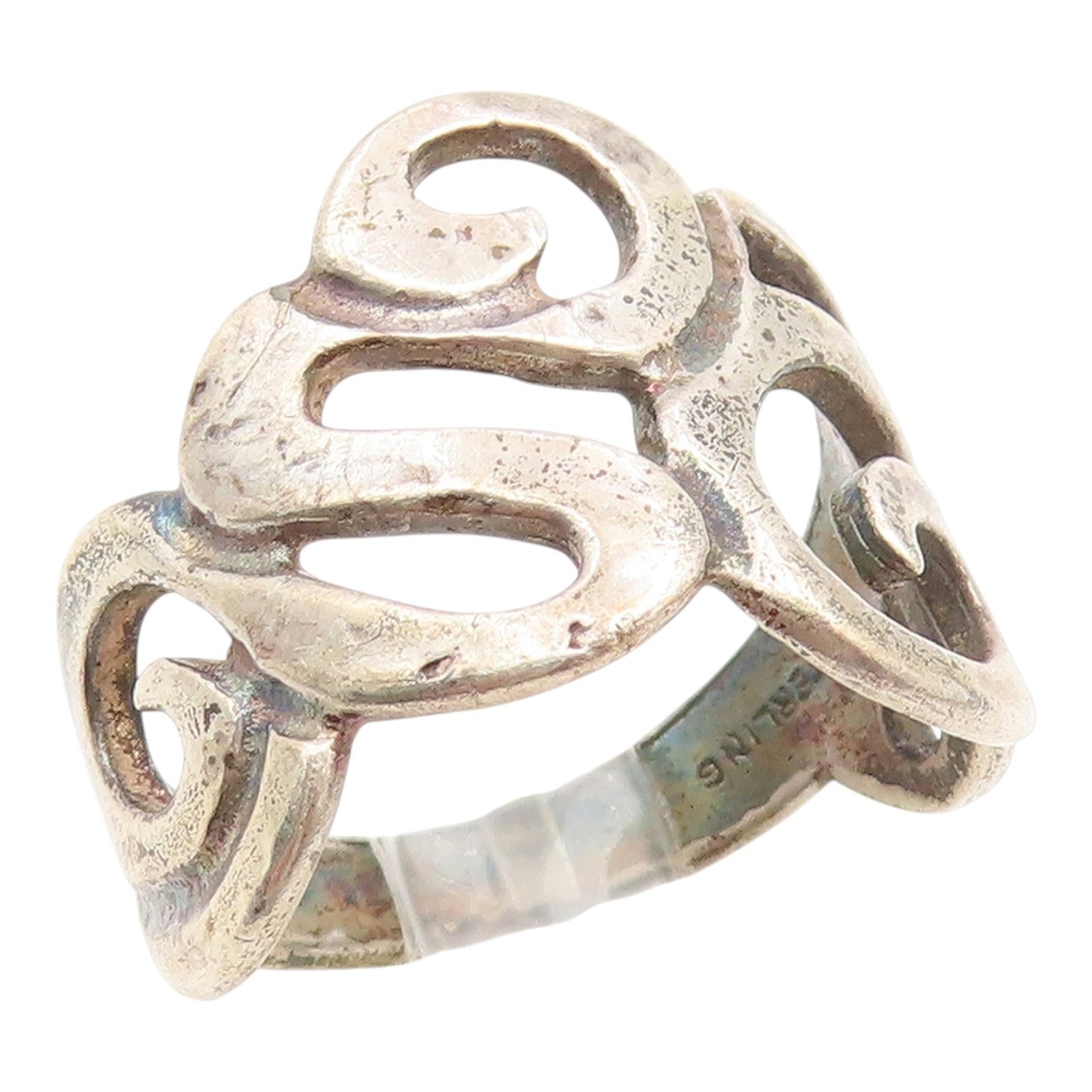 925 Sterling Silver Vintage Ring CELLINI Swirly Scrollwork Band  Sz 7  RG35095