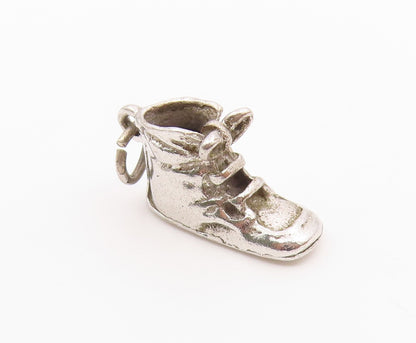 925 Sterling Silver  Vintage Old Fashioned Boot Shoe Shiny Pendant  PT18024