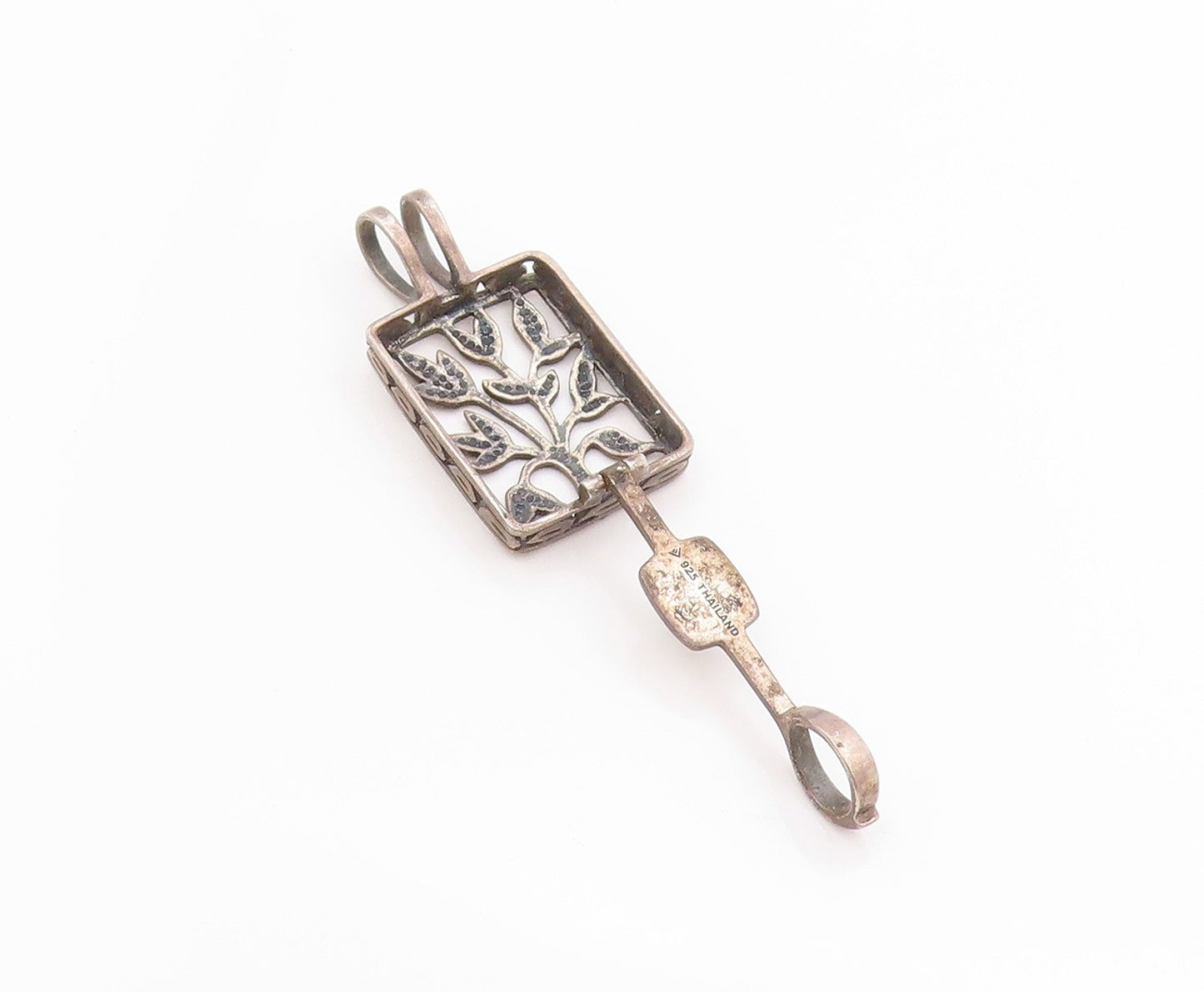925 Sterling Silver Vintage Pendant SILPADA Floral Live Laugh Love OPENS PT24852