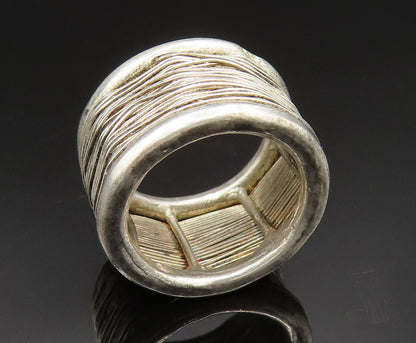 925 Sterling Silver  Vintage Wire Wrapped Wide Band Ring Sz 7.5  RG24835